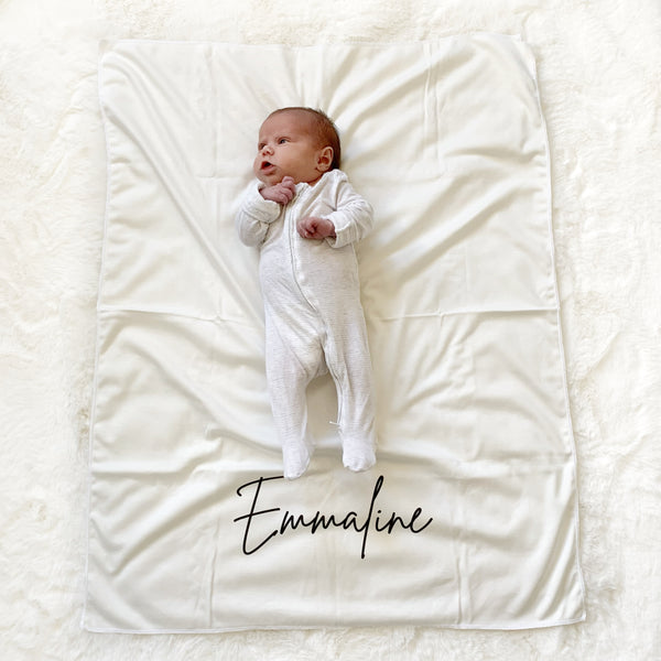 Personalized Name Swaddle Blanket - Single Name - Dotboxed